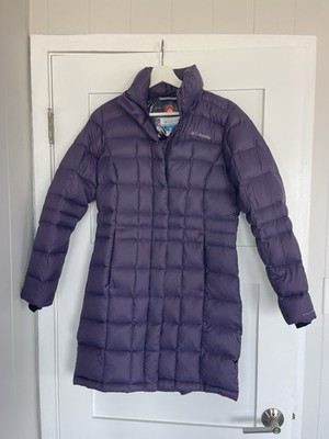 Columbia Omni-Heat Women s Purple Long Down Puffer Coat Jacket Size Small