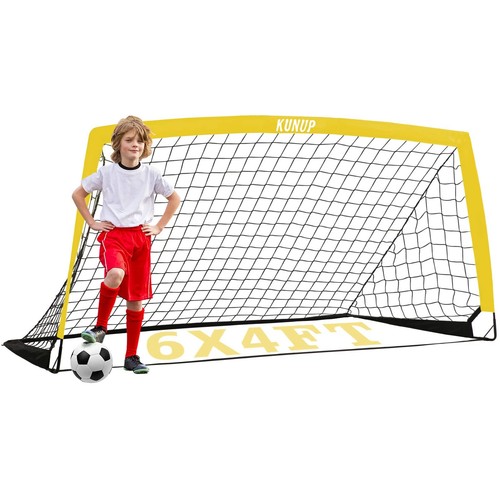 Kids Soccer Goal for Backyard, 6×4FT Easy Foldable Soccer Practice Net with P...