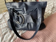 Navy Blue Lakeland Genuine Leather Handbag Large
