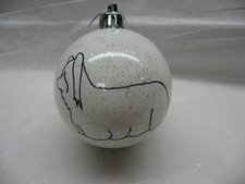 NEW HANDPAINTED SKYE TERRIER UNBREAKABLE WHITE CHRISTMAS ORNAMENT 2 1/2"