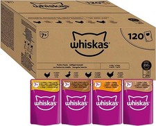 WHISKAS - 7+ Senior Wet Cat Food Pouches - 120 x 85 g - In Jelly - Bulk Cat Food 3.33 per kilo