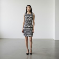 J Crew Gray Mini Dress Size 2 Ikat Tank Sheath Pleated Pockets Preppy