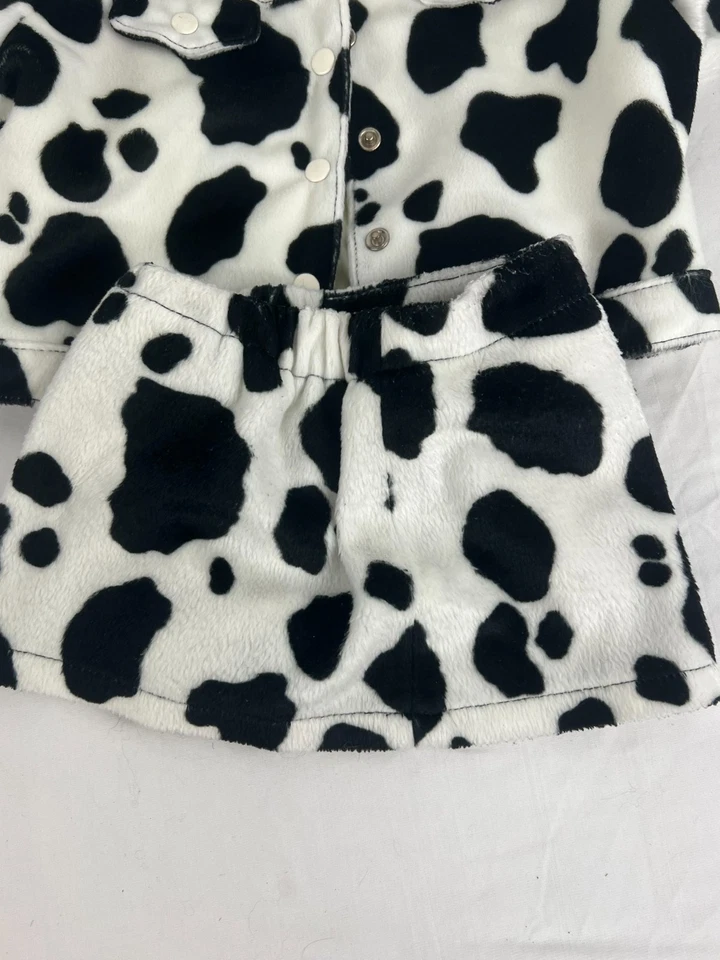 Conjunto de chaqueta y falda con estampado de vaca de piel sintética talla 18M para niñas y niños Foto 4 de 4