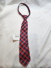 NEW NAUTICA Boys Zipper Tie Holiday Red Striped 100 Silk Necktie NWT