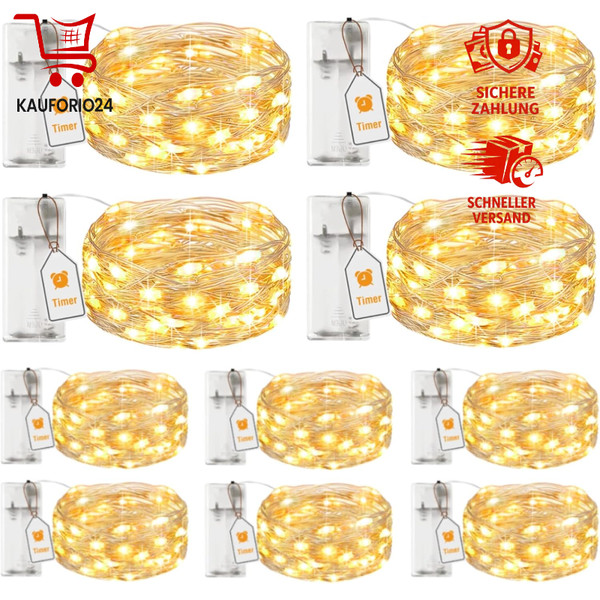 LED Lichterkette Batterie 10 StüCk 2M 20 LED Warmweiß Mit Timer FüR Innen Deko-image