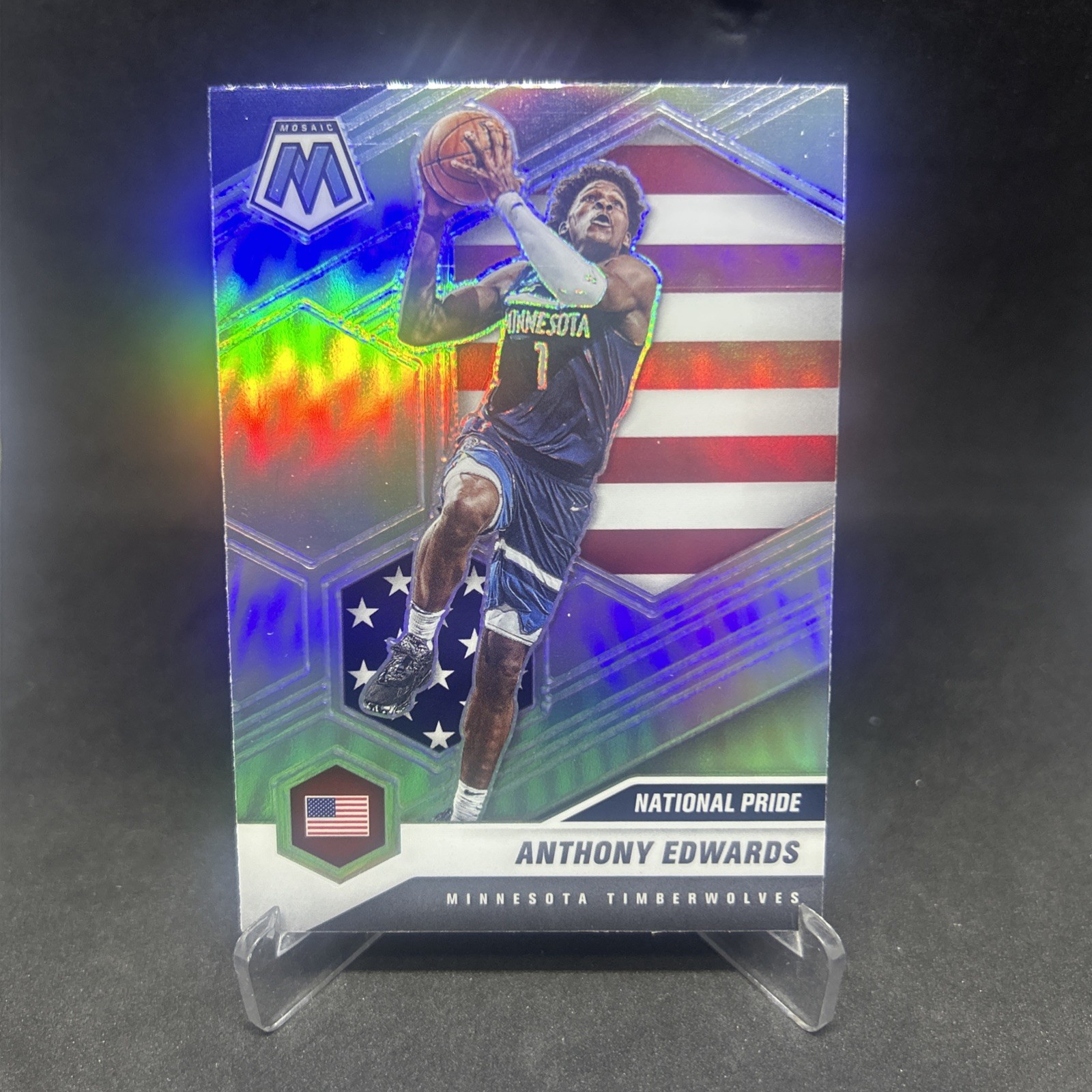 2020-21 Panini Mosaic - National Pride Anthony Edwards #252 Silver Prizm (RC)