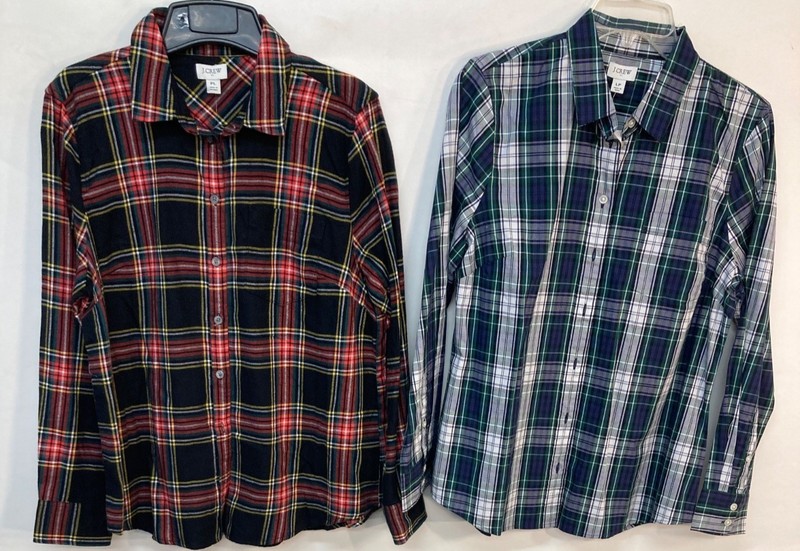 J.Crew Plaid Flannel Shirt Black/Red Long Sleeve Size Petite Large NWT