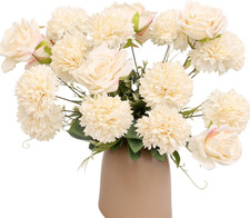 Mazzo Di Crisantemi E Rose Finte in Seta Tocco Reale - Fiori Finti per Decorazio