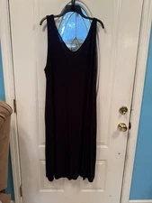 Joyspun Women’s Plus Size 3X Black Sleeveless Sleep Dress Nightgown