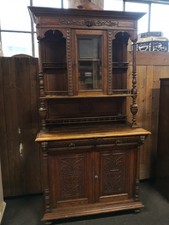 Historismus Buffet Vitrine Schrank Eiche um 1890