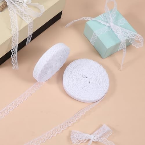 2 PCS 30 Yards White Lace Ribbon Roll, 0.6 Inch Wide Lace Trim Sewing Crafts - Picture 7 of 7