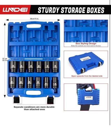 3/4 inch Drive Impact Socket Set, 12 Piece Heavy Duty CR-MO Deep/Jumbo Socket... - Picture 7 of 8