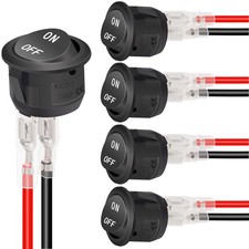 Twidec/5Pcs 12V Round Rocker Switch AC 6A/250V 10A/125V SPST 2 Pin 2 Position On