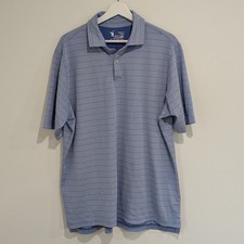 FG Tech Men's Blue striped Golf Polo (L) Golfcore Preppy Country Club USA Made