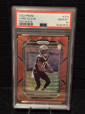 2022 Prizm Chris Olave Red Wave Prizm #310 PSA 10 GEM MT Rookie * #/149 * Shough