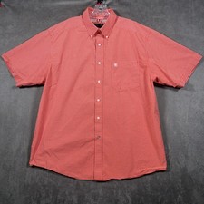 Ariat Pro Series Shirt Mens XL Button Down Short Sleeve Orange Check Vented