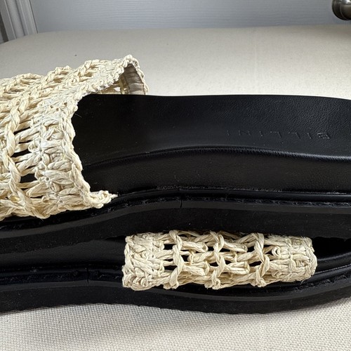 Billini Zaida Bone Raffia Slide Sandals Tan Flat Women’s Size 8 Summer Shoes - Picture 5 of 10