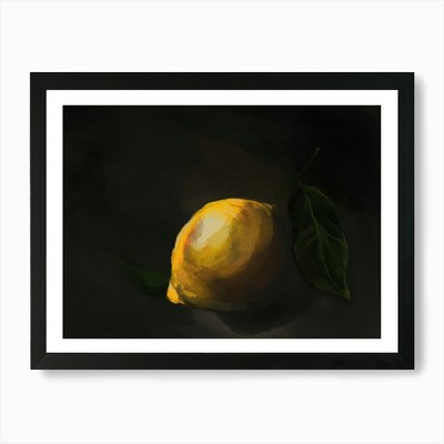 Zitrone Ölgemälde Druck Obst Vintage gerahmt Wandbild Poster Leinwanddruck Bild
