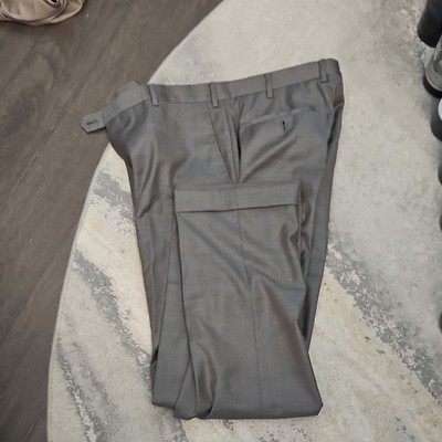 Giorgio Armani Men's Gray Pleated Polyester Dress Pants Button Accent Size 36