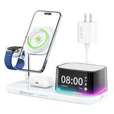 Qi2.2 25W Magnetic Wireless Charging Station, 5-in-1 Charger Stand with White