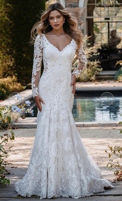 lace wedding dress size 12 Morgan Wedding Dress H2051 Size 12 Ivory/Light Gold