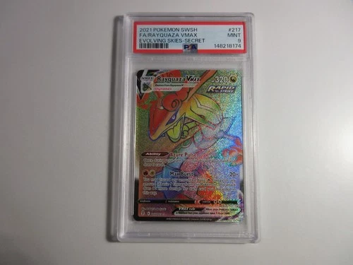 PSA 9 Rayquaza Vmax Secret Rare Evolving Skies Pokemon Card