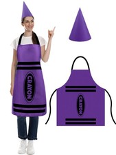 1 Set Crayon Costume with Apron and Cone Hat Adult, Purple