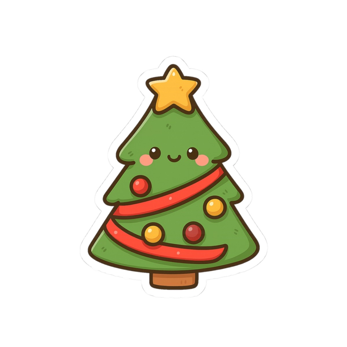 Linda pegatina de árbol de Navidad Kawaii | pegatina de corte de beso