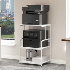 3-Tier Printer Cart with Wheels, Mobile Table for Home Office, Industrial Style