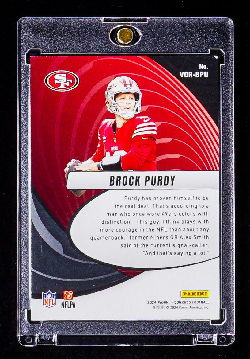 BROCK PURDY RAINBOW HOLO FOIL REFRACTOR CARD - 49RS QB view 2