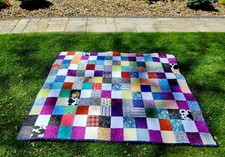 Homemade Quilt 53" x 61" SCRAPPY 9 Patch Pattern