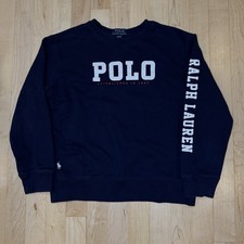 Polo Ralph Lauren Crewneck Sweatshirt Size Kids M 10-12 Blue Spellout Sweater