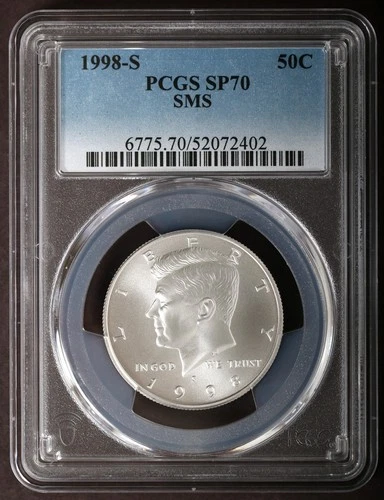 1998-S PCGS SP70 John F Kennedy JFK Silver Half Dollar 50C SP70 Matte SMS