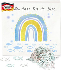 Taufe Servietten Holz Fisch Regenbogen 3-lagig 33x33cm für Kinderfest