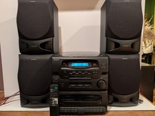Sistema estéreo Sony MHC-G100 HCD-H100 4 altavoces casete doble CD control remoto probado