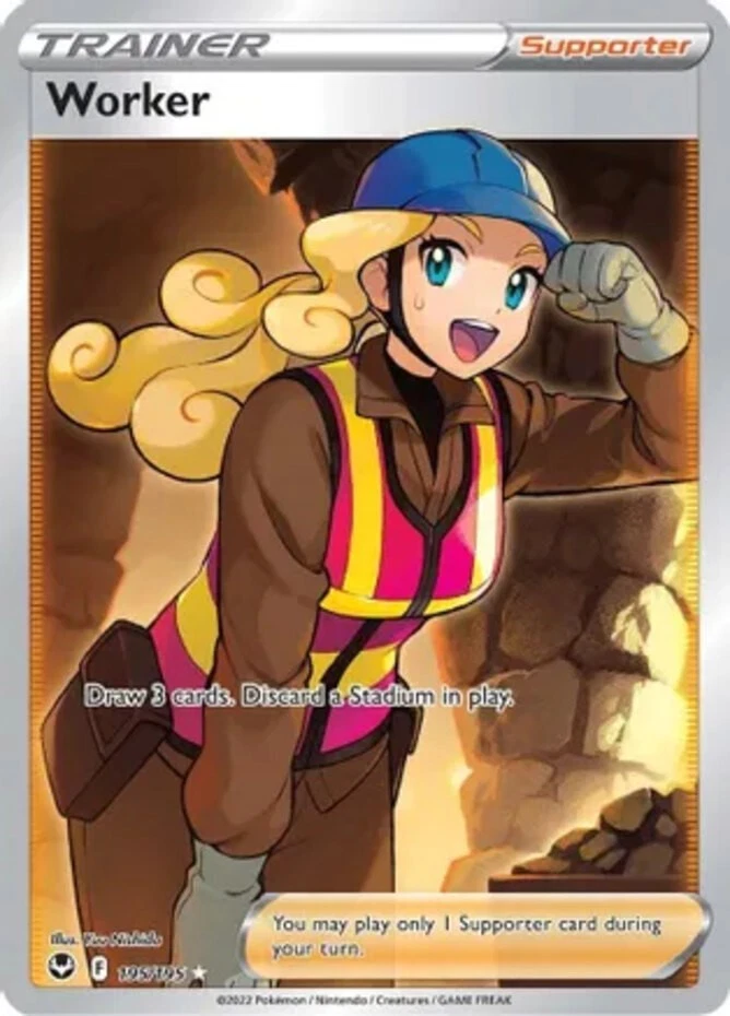 Pokemon Worker (Full Art) - 195/195 - Ultra Rare NM-Mint Silver Tempest