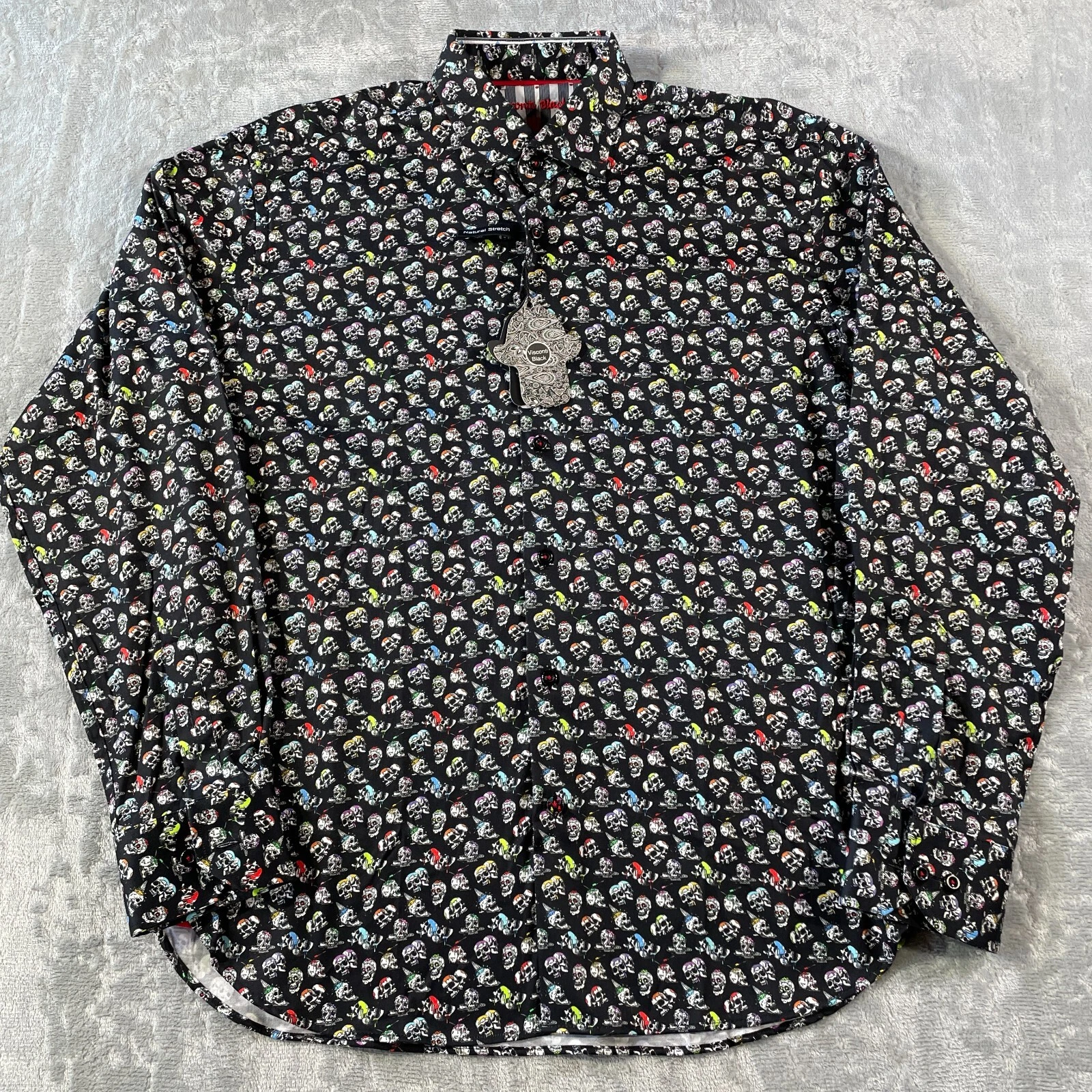 Visconti Black Shirt Mens Medium Skull Geometric Punk Rock Lightweight Party