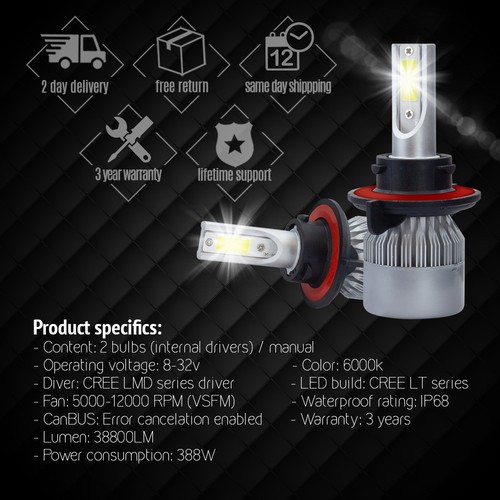 XENTEC LED HID Headlight Conversion kit H13 9008 6000K for 2007-2016 Mini Cooper - Picture 6 of 12