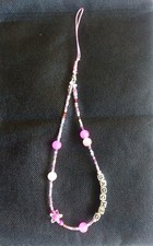 Handmade Pink Beaded Phone Charm Cellphone Strap Lanyard with BadChic Letter