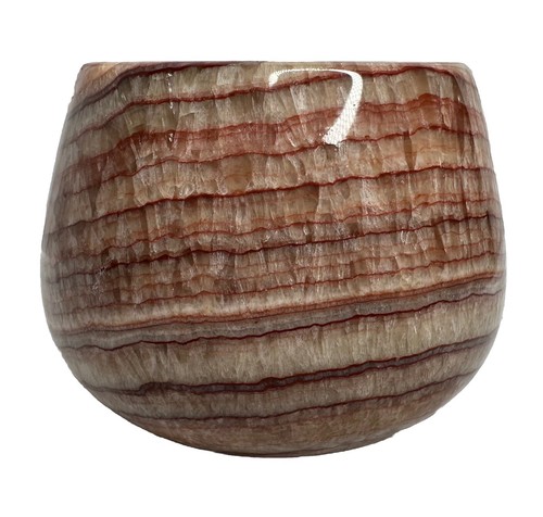 Hand Crafted Onyx Pink Alabaster Bowl Candle Holder Decor