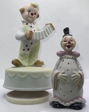 Artmark Clown With Accordion Music Box and Happy Smiling Face Clown Bell Vintage