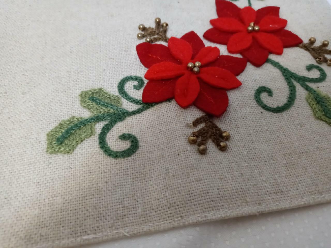 (4) Beautiful Christmas Table Placemats*Beaded Felt Poinsettias*Kohl's