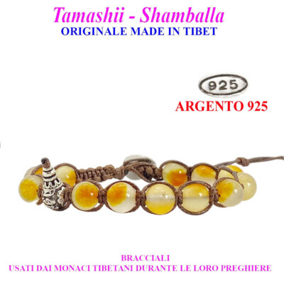 Tamashii Tamashi Shamballa Tibetisches Armband 925 Silber und Orange Jade
