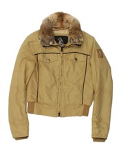 Refrigiwear Womens Crop Bomber Jacket Uk 10 Small Beige Cotton Aw19