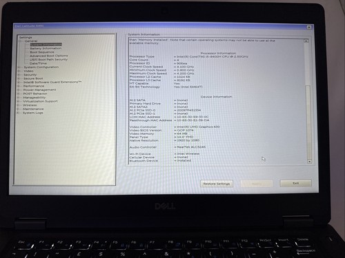 Dell latitude 5491 i5-8400 16GB RAM, 256GB NVME Win11Pro - Picture 20 of 22