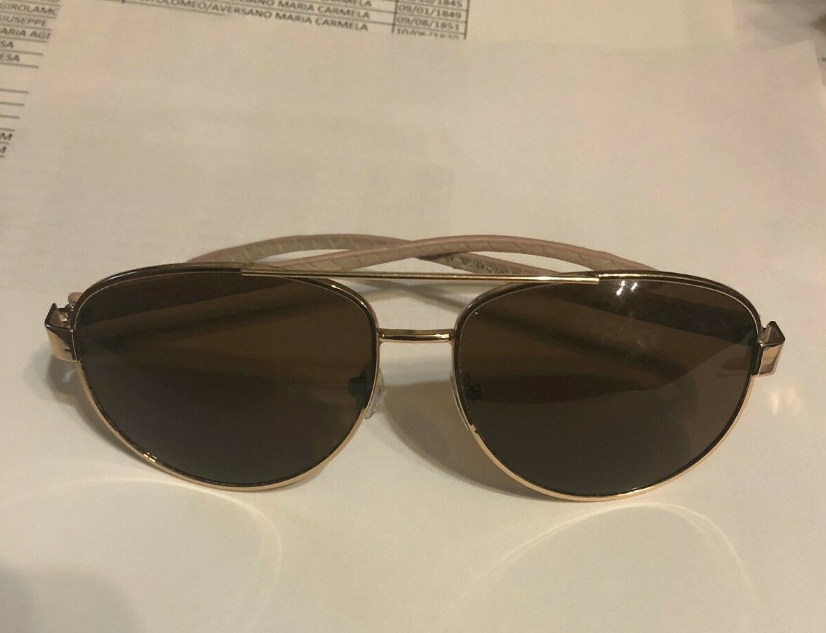 Vintage Aviator Sunglasses w/ Copper Frames & Beige Faux Croc Handles-image