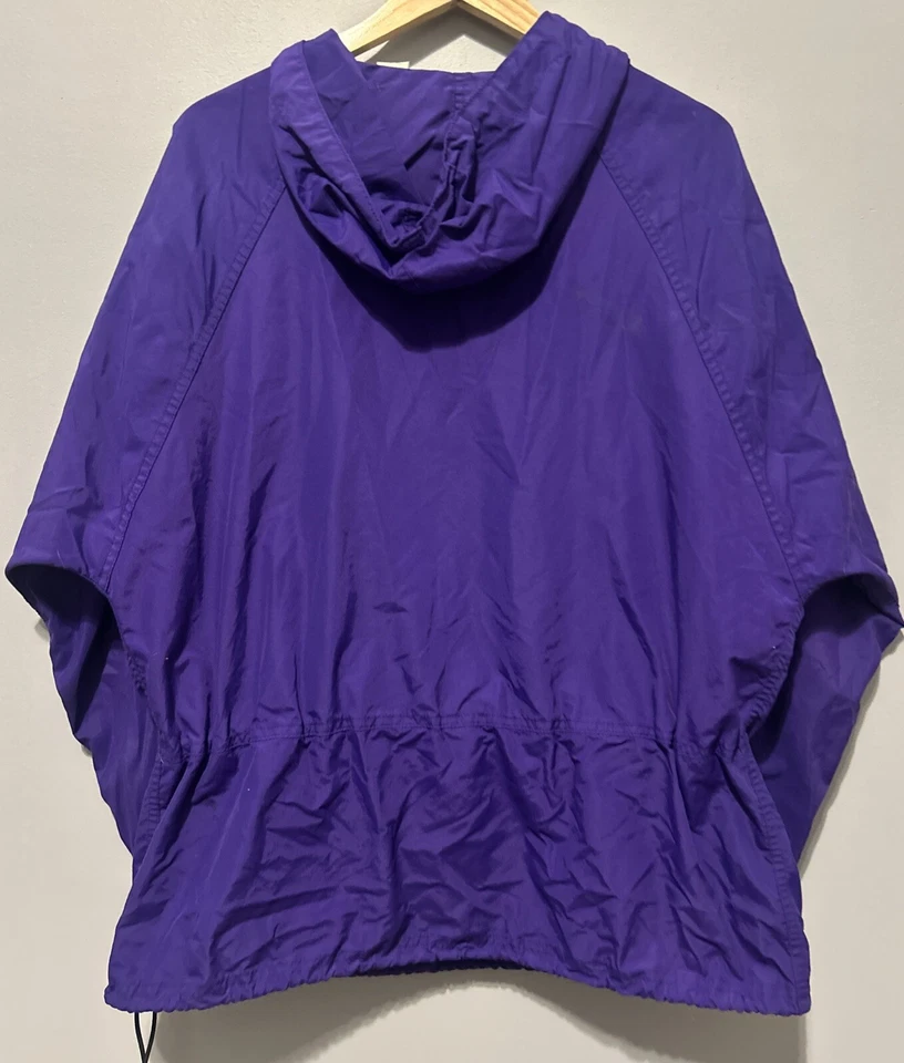 Vintage LL BEAN Jacket Women Large Purple Windbreaker 1/2 Zip Hooded Anorak USA - Image 3 of 4