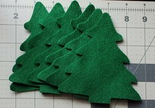 Large Felt tree Die Cut Sew On Applique DIY Crafting 6 pieces Green