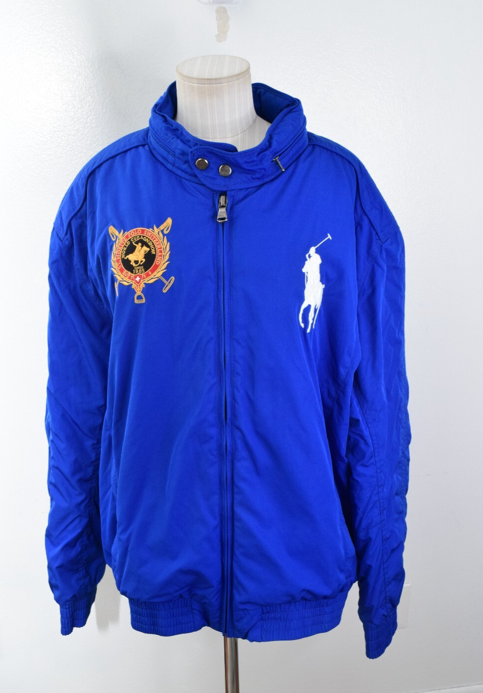 Ralph Lauren St Moritz Polo Coppa del Mondo Big Pony Blu XXL Giacca con Cappuccio Foderata con Zip