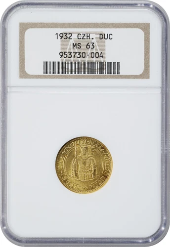 CZECHOSLOVAKIA - CZECH REP , GOLD 1 DUCAT 1932 KREMNICA MINT  NGC MS 63 , RARE1